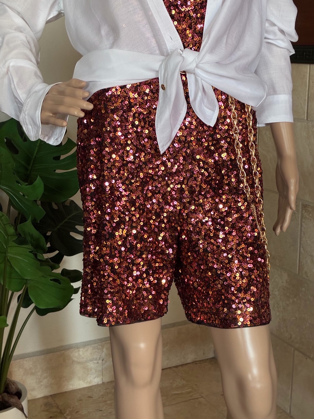 NWT Aidan Mattox Strapless Sequin Romper - Rose Gold / Copper - Size [10] - Picture 5 of 6